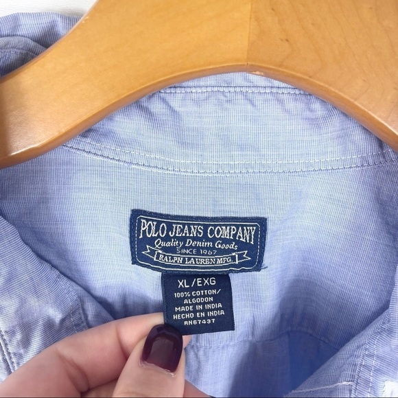 Polo Jeans Company Men's Blue Button Down Shirt - Picture 3 of 6